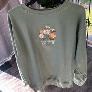 Brand New Green Floral Graphic Sweatshirt